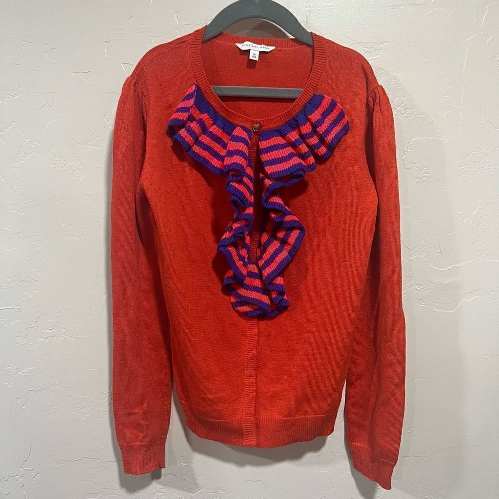 Little Marc Jacobs Red Button Down Cardigan With Ruffle Girls Size 10